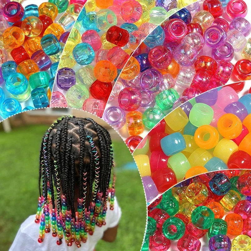 

301Pcs/Bag Hair Beads Kits for Braids 200pcs 6*9 mm Dreadlocks Beads 100pcs Rubber Bands and 1pcs Beaders for Women Kids Braids