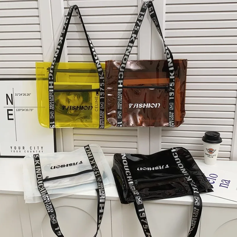 

2024 Hot Selling New Simple Transparent PVC Shoulder Bag Fashionable Large Capacity Tote Bag
