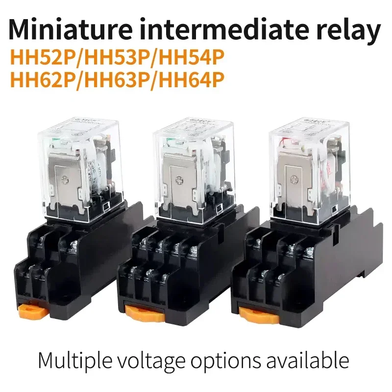 10 PCS For Wholesale Miniature Control Relays Small Intermediate Relay AC 12V DC C24 AC220 HH52P HH53P HH54P HH62P HH63P HH64P