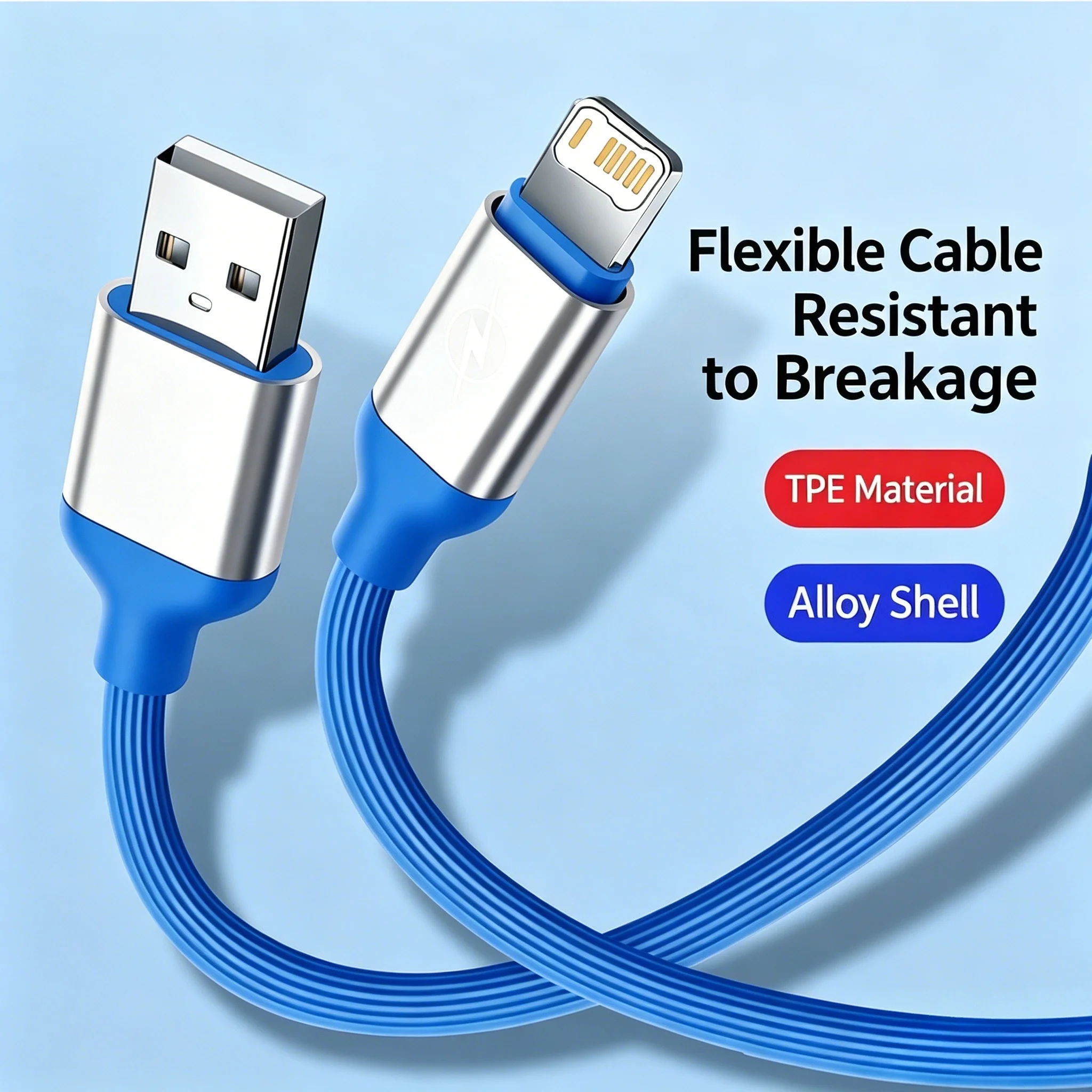 USB Fast Charging Cable For iPhone 7 8 14 Plus X XR XS Max 11 12 13 Mini 14 Pro Max Alloy Shell Flexible Wire USB-A Data Cables