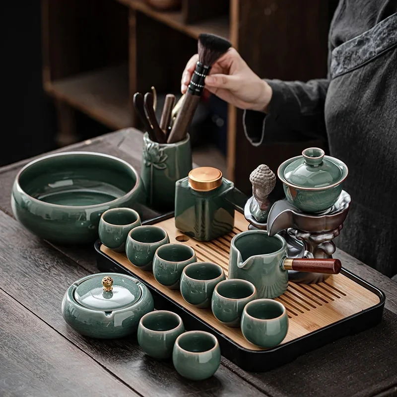 

Porcelain Chinese Ceremony Tea Set Bowl Accessories Pair 6 Persons Tool Tea Set Luxury Chinese Style Taza Mate Tableware