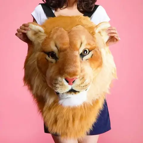 GD Tiger Head Axelväska 2025 Lejon Ryggsäck Gatu Trend Rolig Personlighet Stjärna Samma Stor Kapacitet Par Unisex Resväska 8 best sales lejonväska - №2