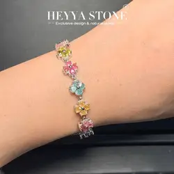 HEYYA STONE Natural Tourmaline Bracelet Energy Healing Fine Jewelry Stone Gemstone Classic Style Cure Yoga Relief