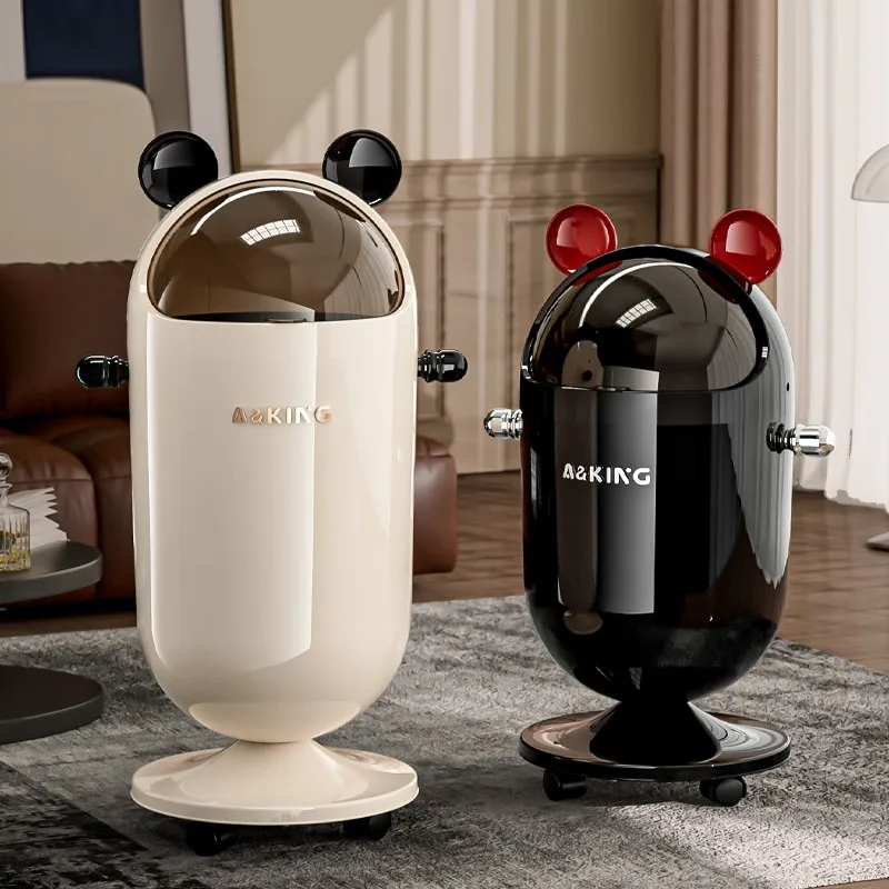 

Ele Flip-Cover Tra Can Large Capaci Egg-aped ake Cover Buet No Bent over Required Ideal for Home Cleaning Tools