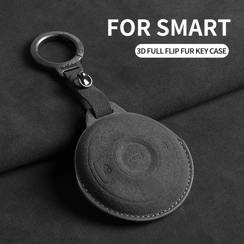 Suede Car Key Case Cover For Mercedes Benz SMART Fortwo 1 BRABUS 1 Benz SMART Car Key Shell Accessories