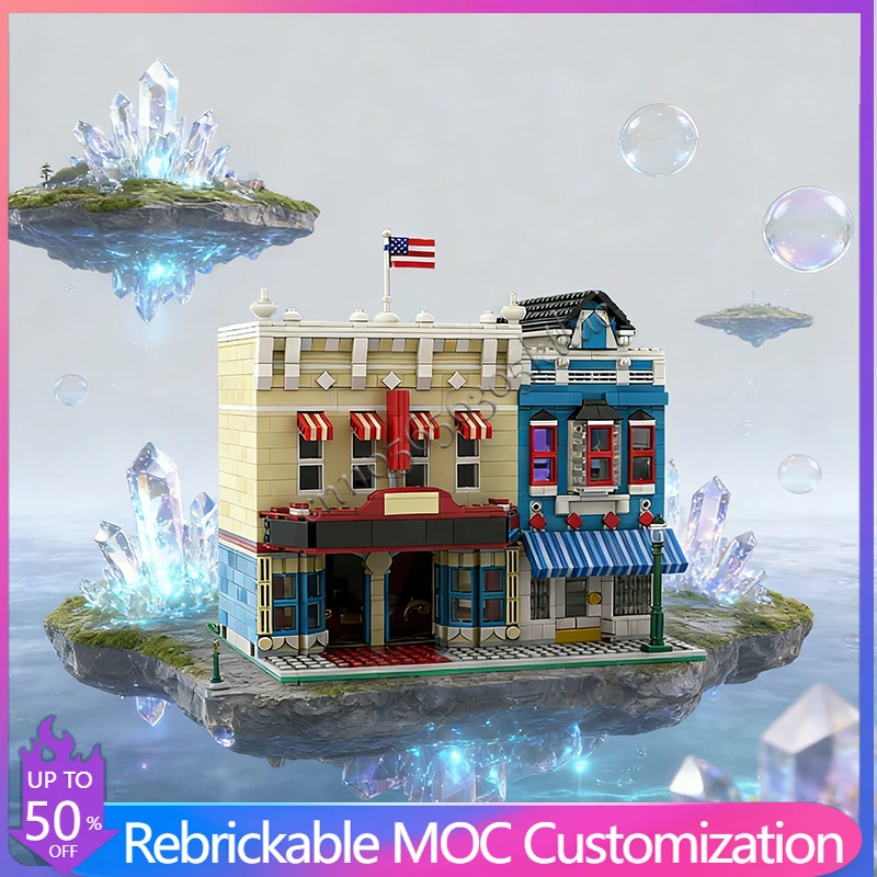 2186 pièces de construction modulaires de cinéma médiéval de luxe, personnalisables, briques de construction, jouet créatif pour enfants, bricolage, cadeau de Noël pour garçon