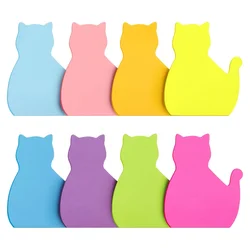 Almohm-240 hojas de notas adhesivas con forma de gato, almohadilla adhesiva colorida brillante de 8 colores, 30 hojas/almohadilla