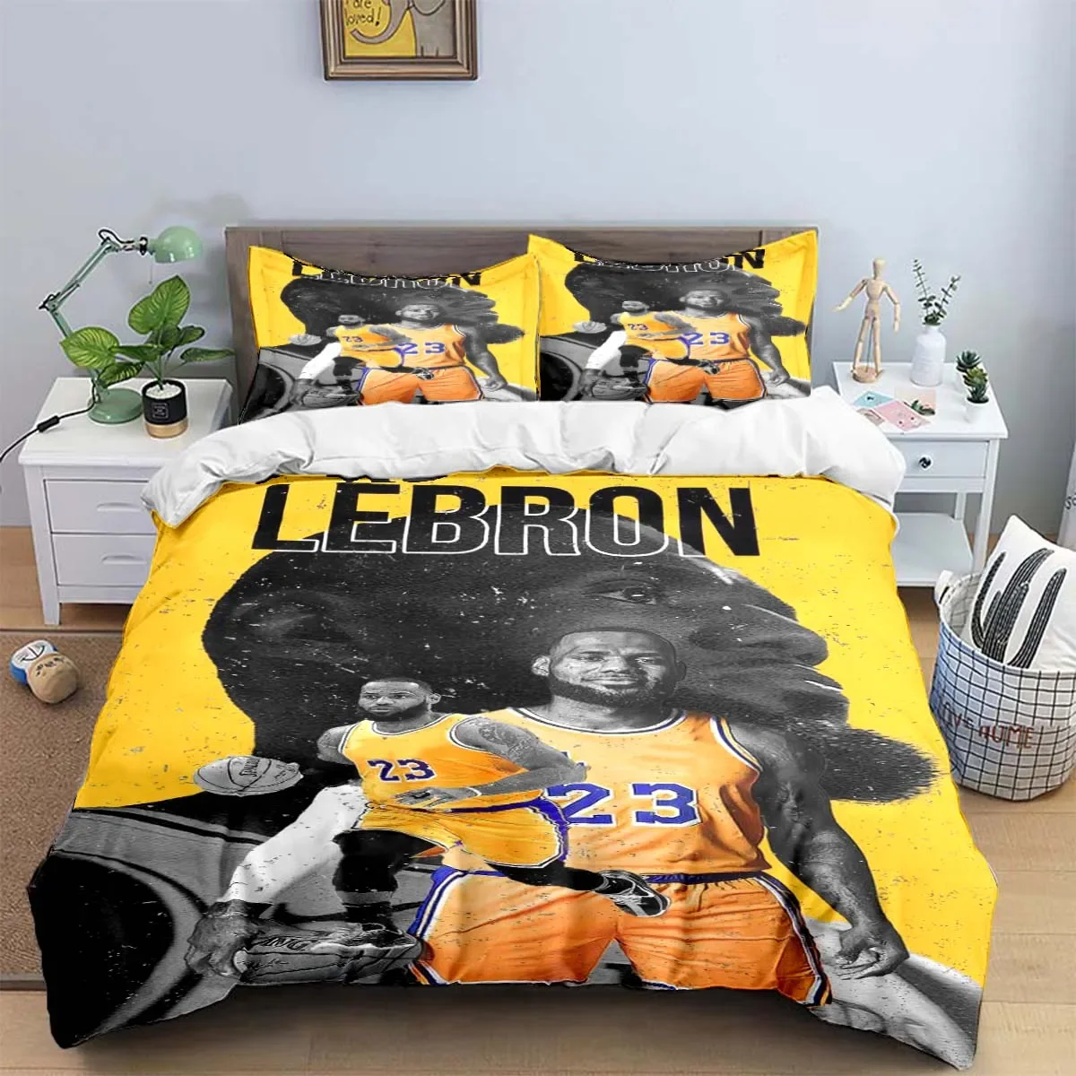2025 Fashion Basketball Star A-LeBron J-James Printing Bedding Set Duvet Cover Comforter Bed  Youth Kids Girl Boys Birthday Gift