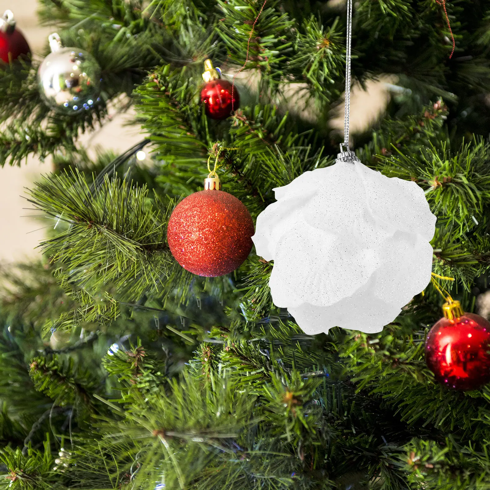 

3pcs Christmas Tree naments 8CM Flower Bud DIY Xmas Balls Hanging Decor Accessories Decorations