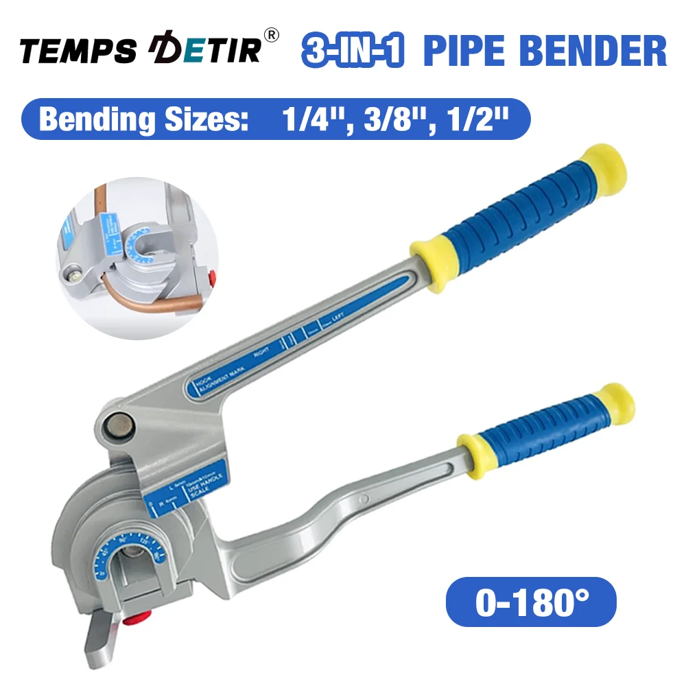 

Металлический трубогиб, регулируемый в диапазоне 0-180 градусов, изготовлен из алюминиевого сплава, многоцелевой ручной трубогибочный инструмент, подходит для труб диаметром 1/4 дюйма, 3/8 дюйма и 1/2 дюйма.