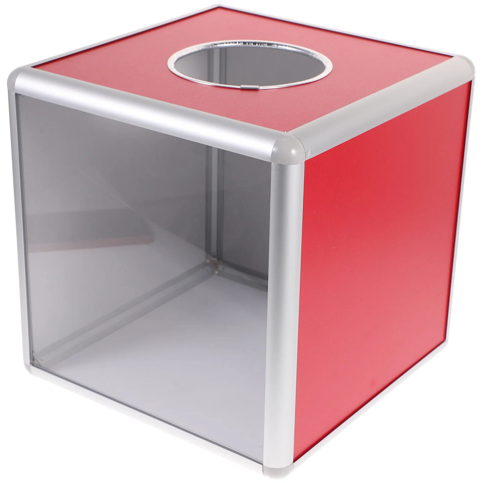 Aluminum Alloy Lottery Box for Fundraising Raffle Container sturdy draw fair event party metal red for office