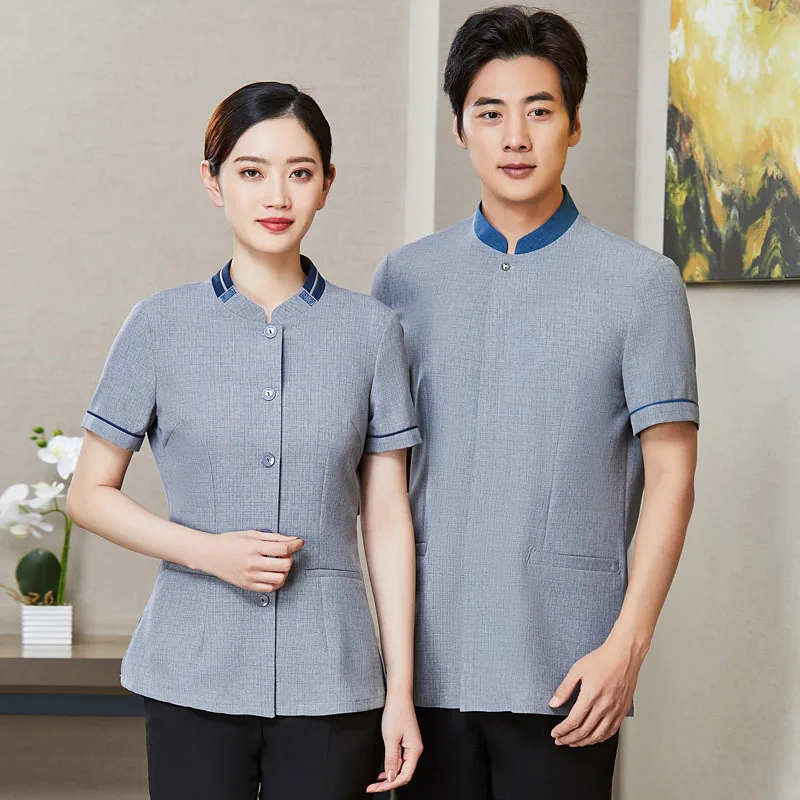 Service Uniform Short Sleeve Female Hotel Guest Room Aunt Work Clothes Hospital Property Cleaning Staff Suit Summer Sui