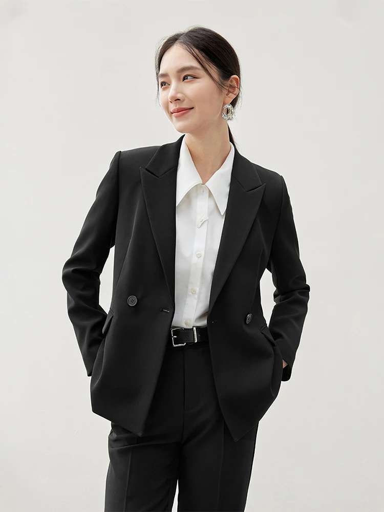 Women's Interview Suit Set High Waist Long Pants Two Button oulder Lengthened Autumn Faion Casual Sle Two-Piece Suit