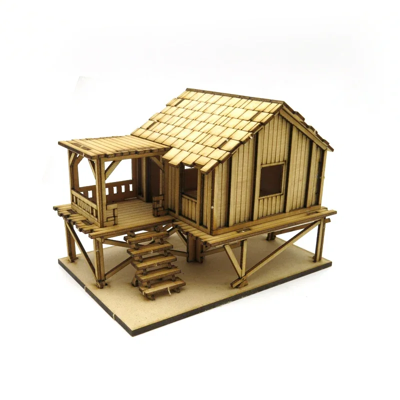 1:72 Southeast Asia Ancient Outdoor Taoyuan Architectural Scene Wooden Cabin Assembly Model Handmade Gift