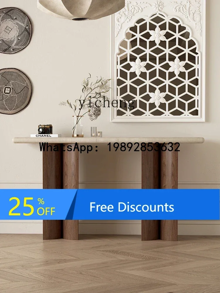 

B1home entrance cabinet against the wall creative partition plan light luxury travertine marble entrance