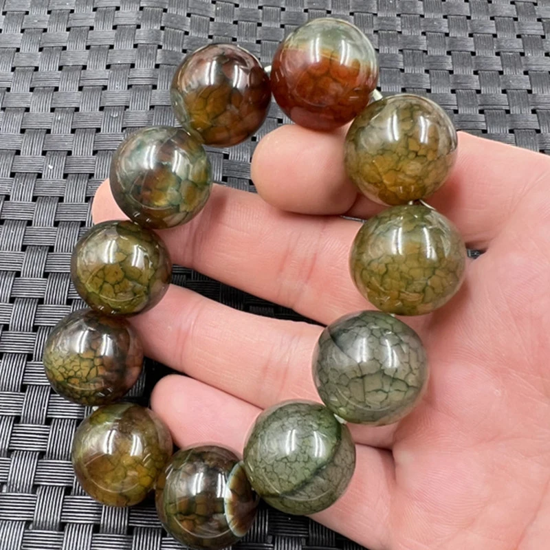 

Flower Round Bead 20mm Chalcedony Bracelet Scale Agate Jewelry