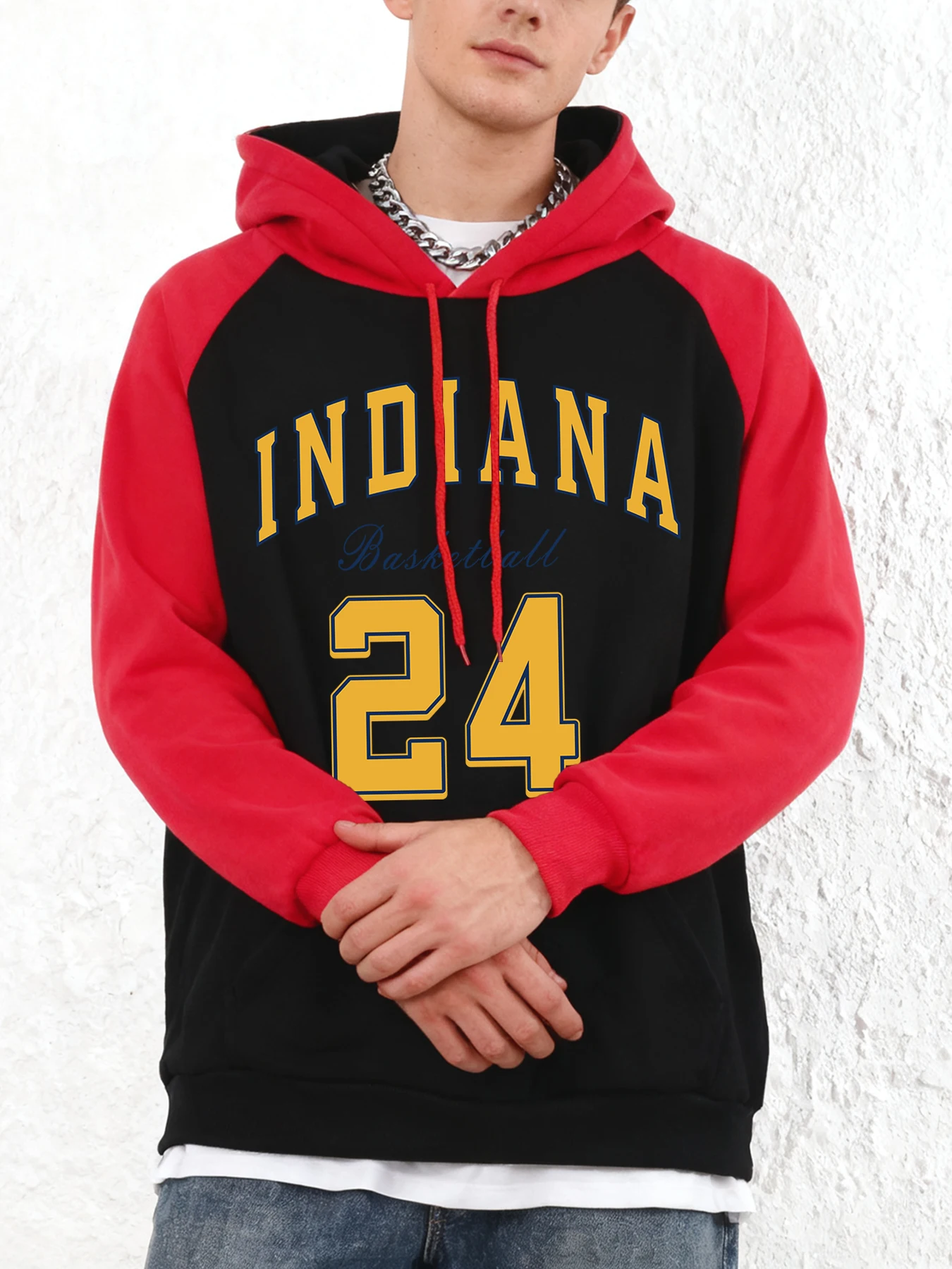 

Indiana Basketba 24 Pattern Man Casual Raglan Hoodie Sports Simple Streetwear Loose Fashion Clothing Hip Hop Soft Pullovers