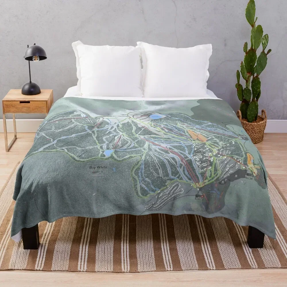 

Big White Resort Trail Map Throw Blanket Vintage Loose Large Custom Blankets