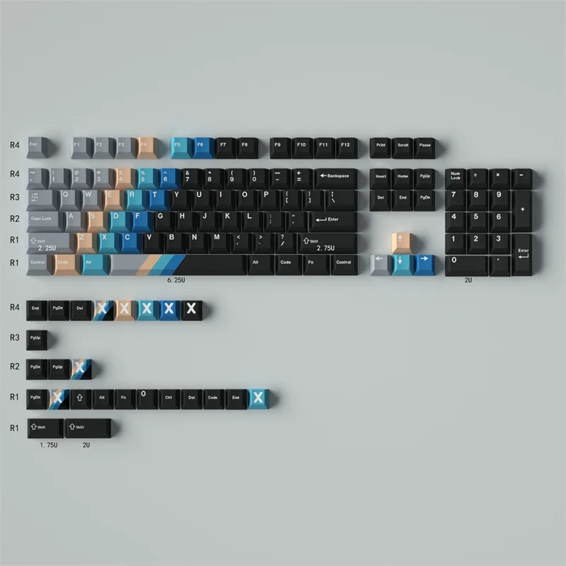 คีย์บอร์ด PBT ไล่ระดับสีแบบกำหนดเองได้129คีย์2.25U 2.75U 7U Spacebar Alice 80 Pro