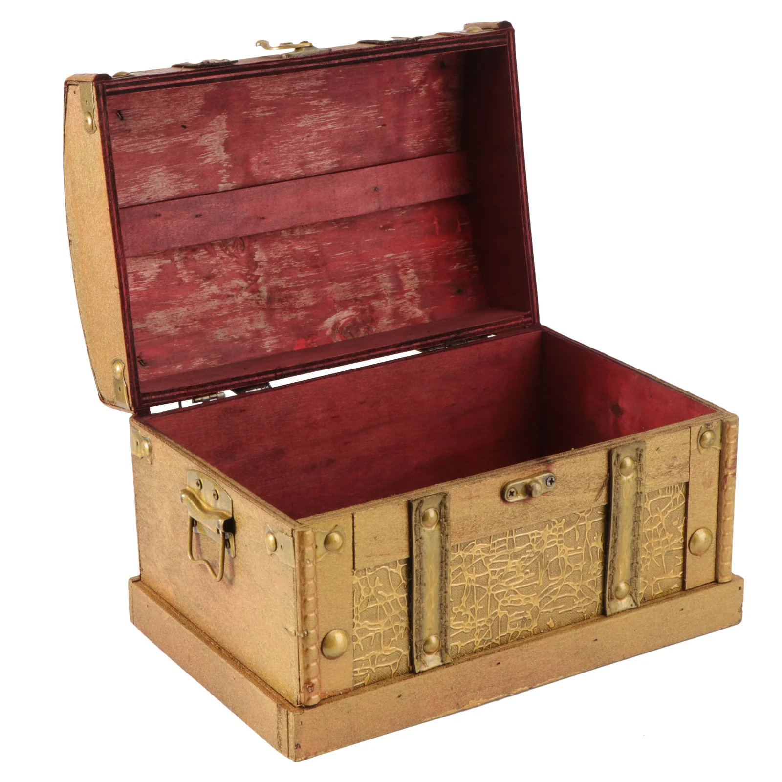 

Retro Wooden Pirate Treasure Chest Box Jewelry Storage Organizer Trinket Keepsake Treasure Case Decor Without Lock Size S