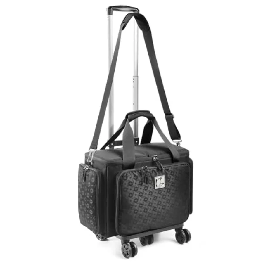 

Rolling Sewing Machine Bag with Universal Wheels for Women Durable Polyester Fabric Navy Blue Smooth YKK Zippers Fits Most Stan