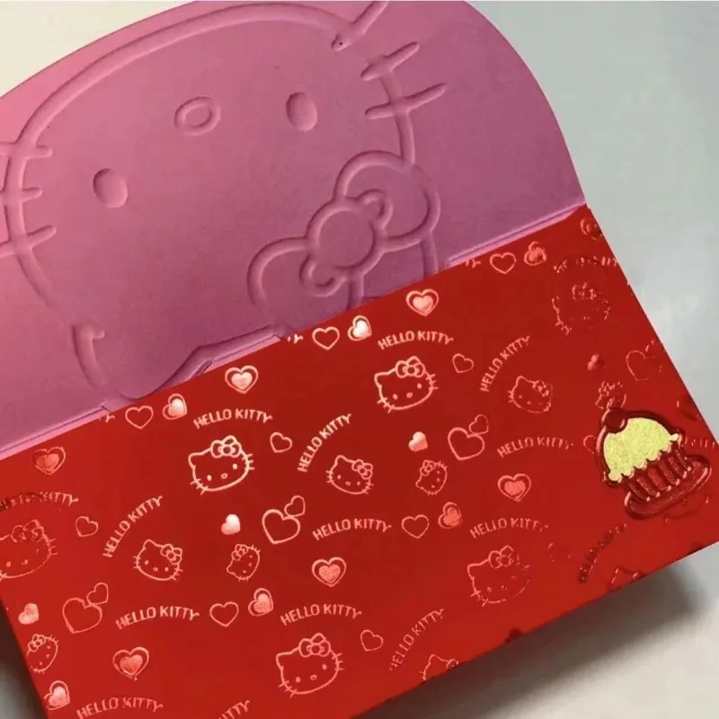 Hello Kitty Cartoon Schattig Bronzing Groot Gezicht Kat Driedimensionaal Rood Pakket Gepersonaliseerde Feestelijke Bruiloft Rood Pakket Groothandel