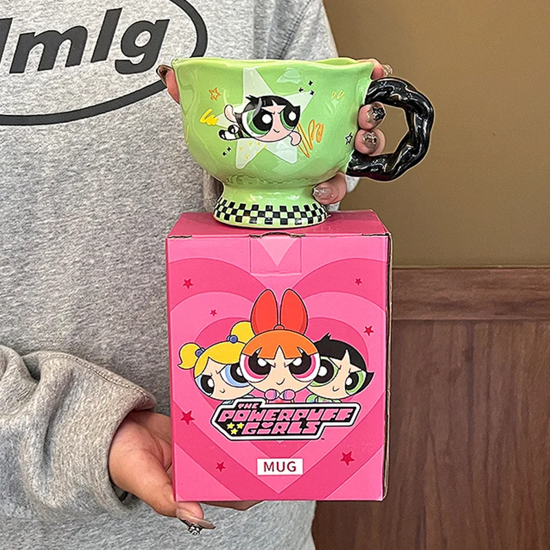 Buttercup Bubbles Blossom The Powerpuff Girls Cute Cartoon Mug Kawaii Ceramic Coffee Cup Lovely Periphery Adorkable Home Decor