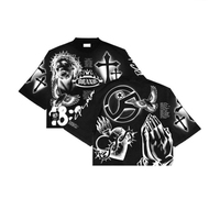 Streetwear Y2k Hip Hop Retro Graffiti Design Pattern Printed Black T Shirt Men Women Harajuku Gothic Oversized Short Sleeved Top