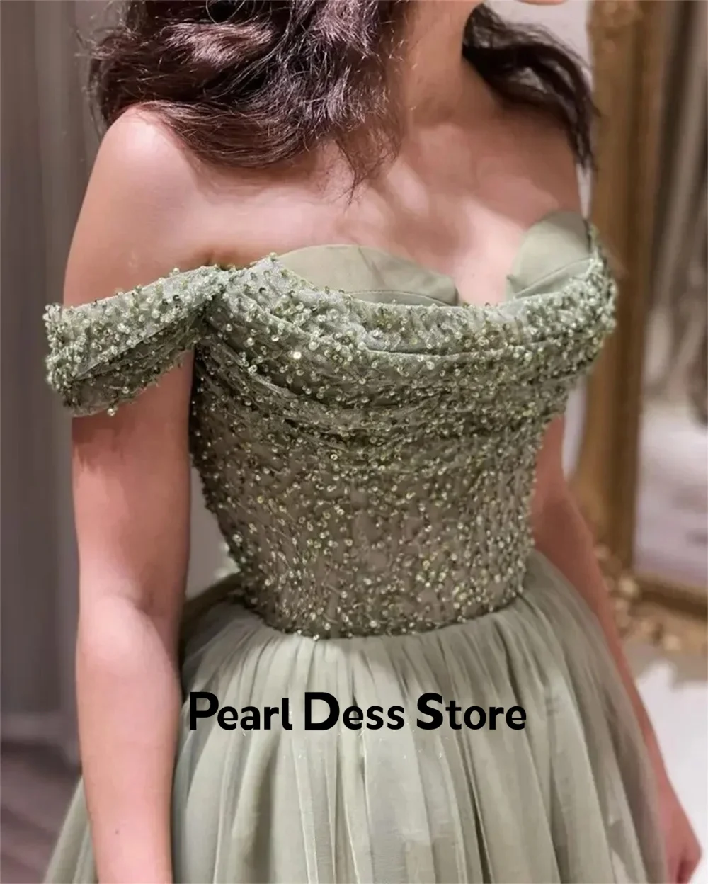 Sequins Luxurious Evening Dresses 2024 Luxury Line A Green Elegant Dresses for Women Gala Party Dress Ball Gowns Amanda Novias