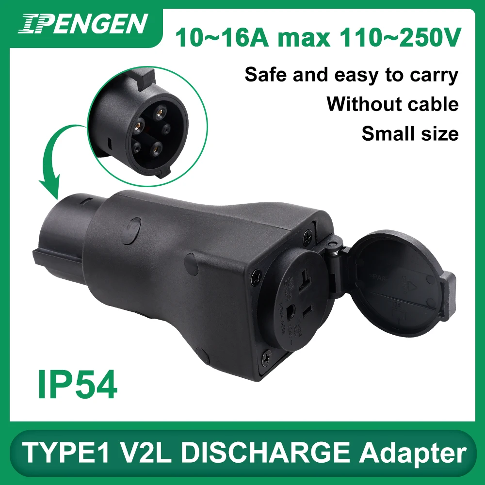 IPENGEN per J1772 Type1 V2L adattatore portatile EV scaricatore caricabatteria per auto connettore EV per Type1 veicolo elettrico V2L