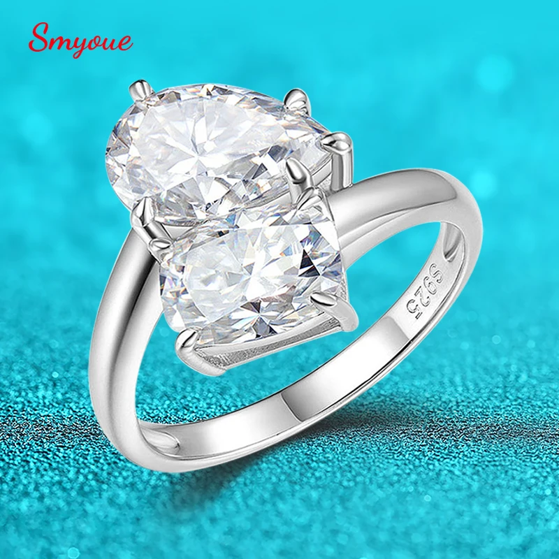 

Smyoue грушевидная огранка, женские обручальные кольца с муассанитом, сверкающее лабораторное кольцо с бриллиантами, классическое серебро S925, ювелирные изделия