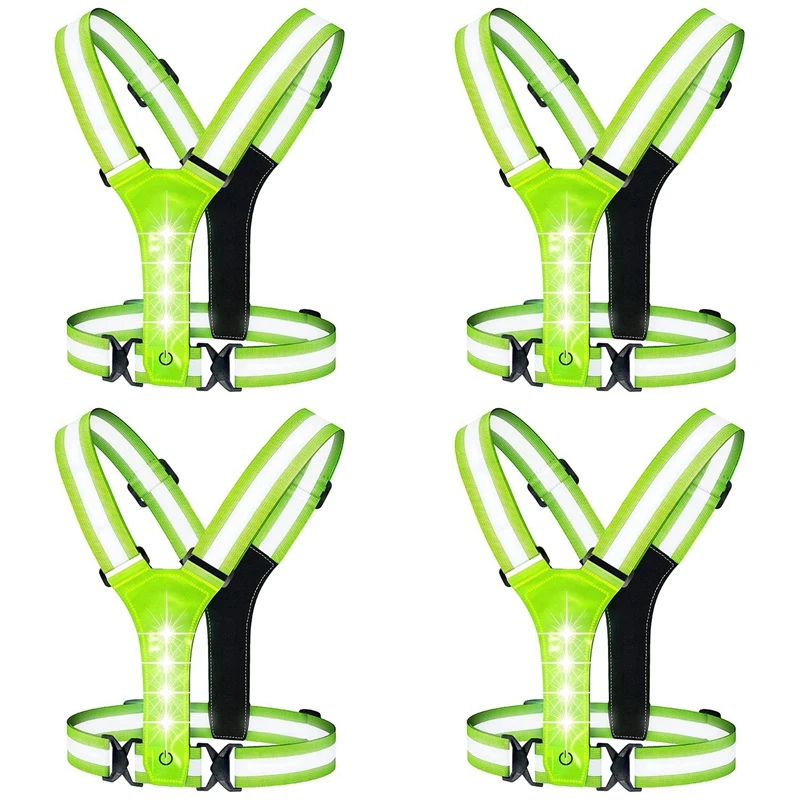 

N75R-4X LED Reflective Running Vest,Adjustable Elastic Running Safety Gear LED Light Up Vest Perfect For Running,Walking