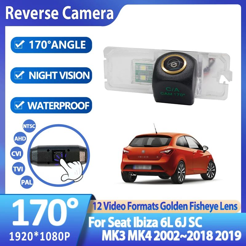 170° HD 1920*1080P License Plate Light Car Rear View Camera For Seat Ibiza 6L 6J SC MK3 MK4 2002~2016 2017 2018 2019 Accessories