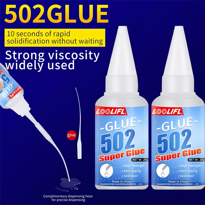 Loolifl 1-5 Piece Set 502 Type Quick-Drying Water-Based Acrylic Instant Adhesive, Suitable for Bonding Rubber, Leather, Wood, and Metal; Liquid Strong Adhesive Tool