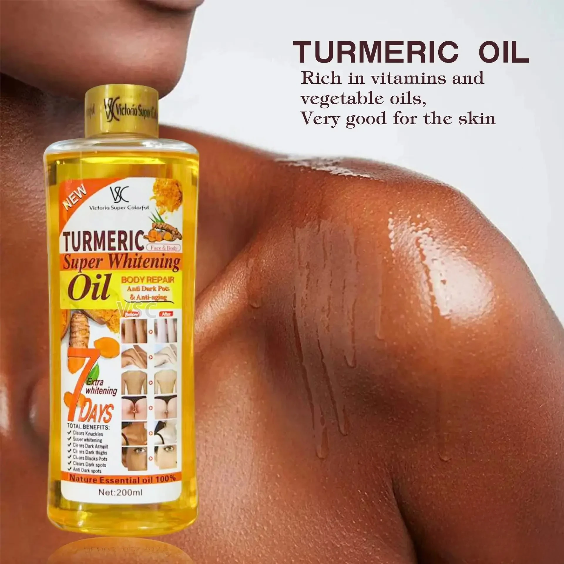 Turmeric Essential Oil Moisturizing Tongluo Heating Ginger Oil Body Massage Body Care Shrinking Pore Massage Oil 200ml Skincare