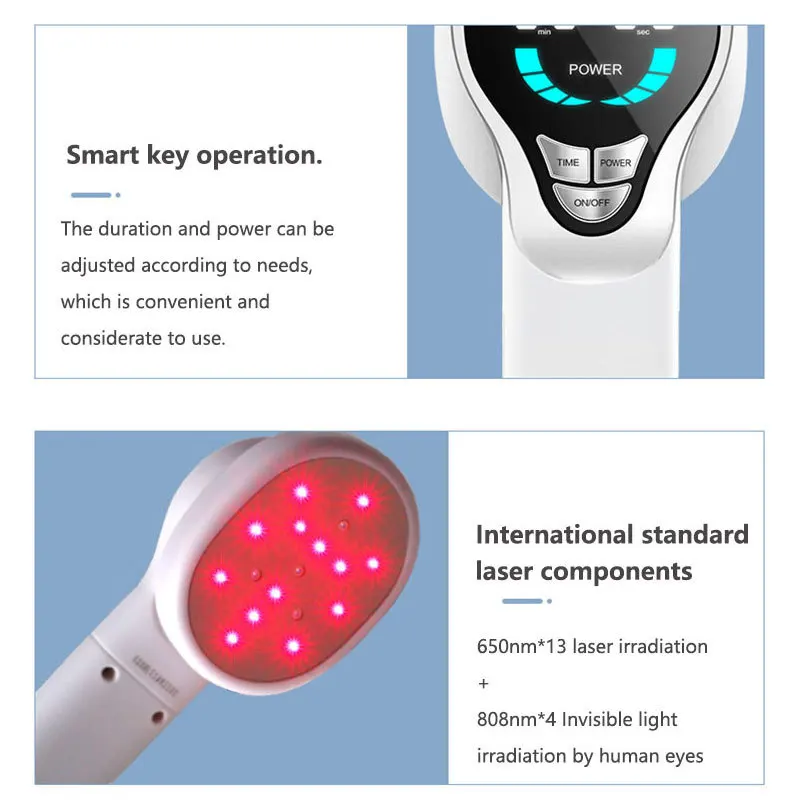 LASTEK 4x808nm+13x650nm 17 lasers Handheld Laser Therapeutic For Foot Waist Neck Pain Relief