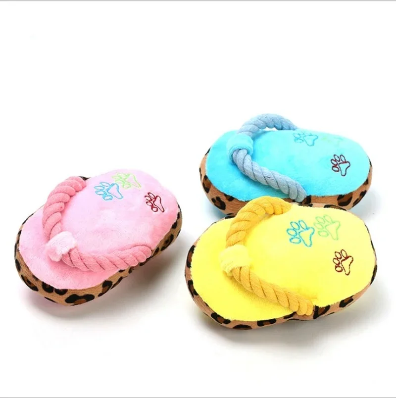 1Pcs Dogs Toy Pet Blue Puppy Chew Play Cute Plush Slipper Shape Squeaky Supplies Factory Direct Dog Toys