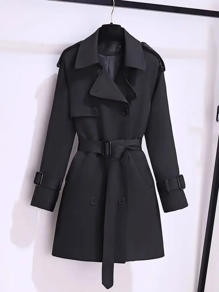 

ITOOLIN Women Double Breasted Slim OL Trench Coat Trench Coat With Belt Elegant Women Windbreaker Overcoat
