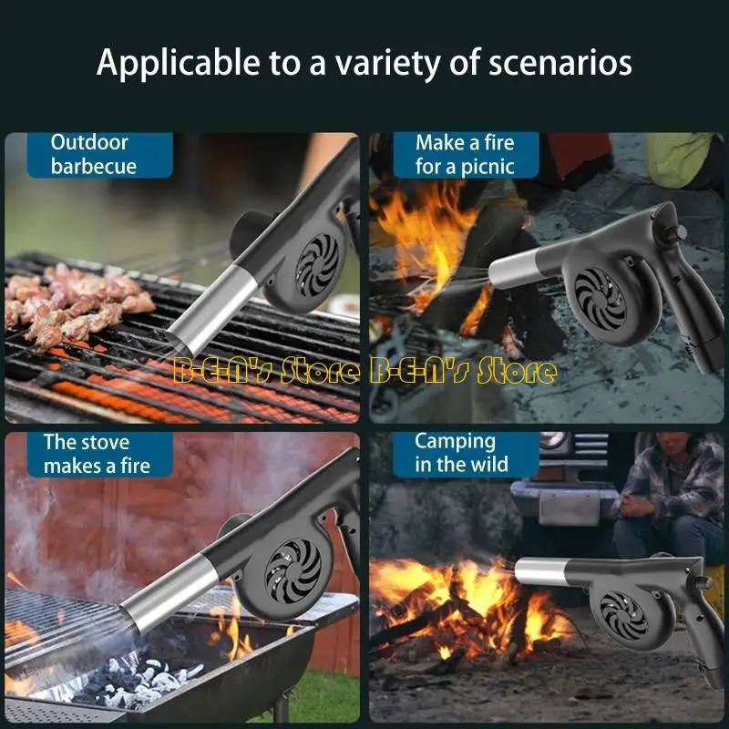 Y1AD شواء مروحة المحمولة الهواء توربو منفاخ التيار المتناوب 100-240 فولت قابل للتعديل سرعة 5000R/دقيقة للشواء نزهة التخييم النار