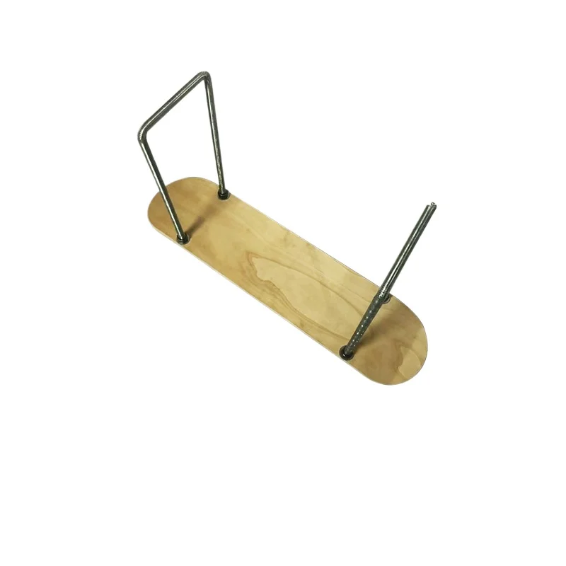 Solid Skateboard Stool, Iron DIY Skateboard Chair, Natural Wood Design Shoe Bench, Double-Sided Skateboard Small Table