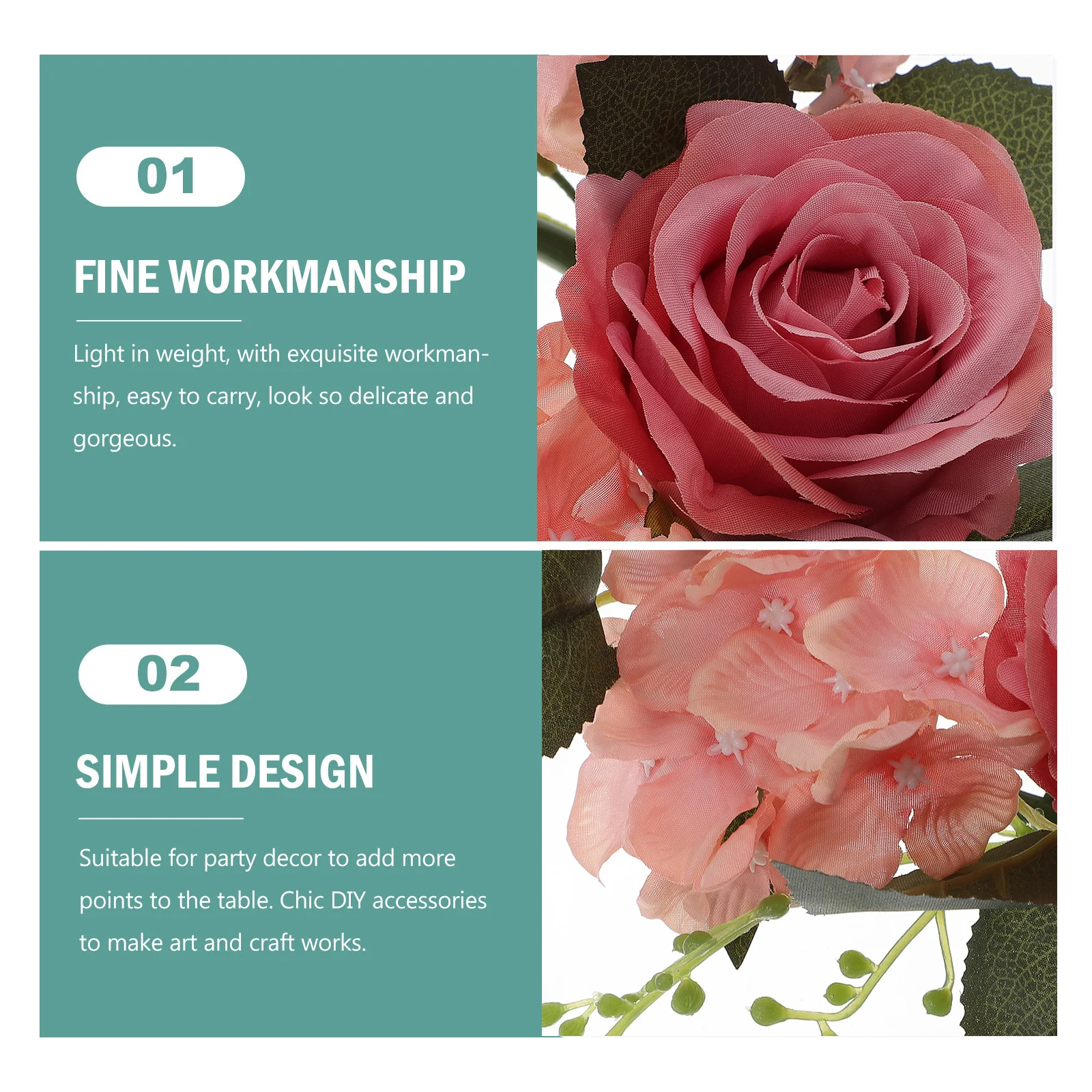 

Gorgeous Lightweight Rose Wreaths Exquisite Workmanship Easy Carry Table Wreath Pillar Rings Chic DIY Accessories