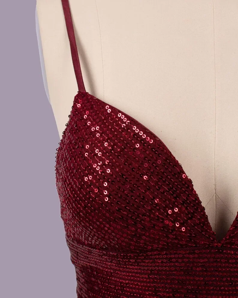 Vestidos de baile personalizado lantejoulas vinho vermelho curto vestido de baile, vestido de noite vintage acima do joelho, mini vestidos de cocktail