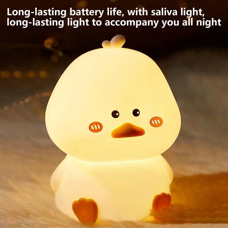 Bedroom Night Light Adorable Desktop Atmosphere Lamp Duck Shape Bedroom Desk Light USB Charging Ambient Night Light For Kid Room