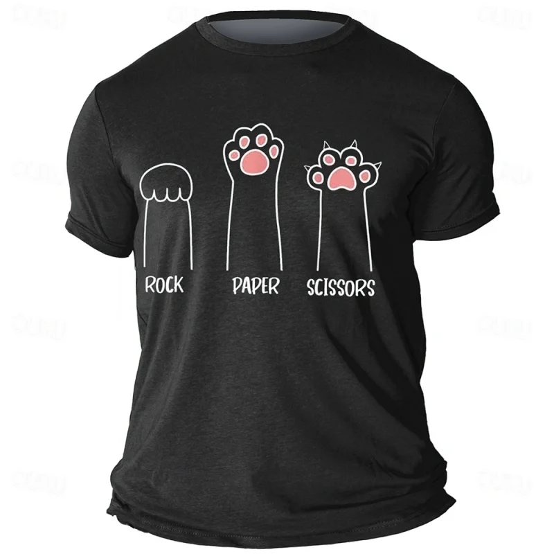 

Футболка с 3D принтом «Кошачьи когти» для мужчин, футболки с каменным ножницами и бумажным узором, летние модные повседневные уличные футболки с круглым вырезом и короткими рукавами