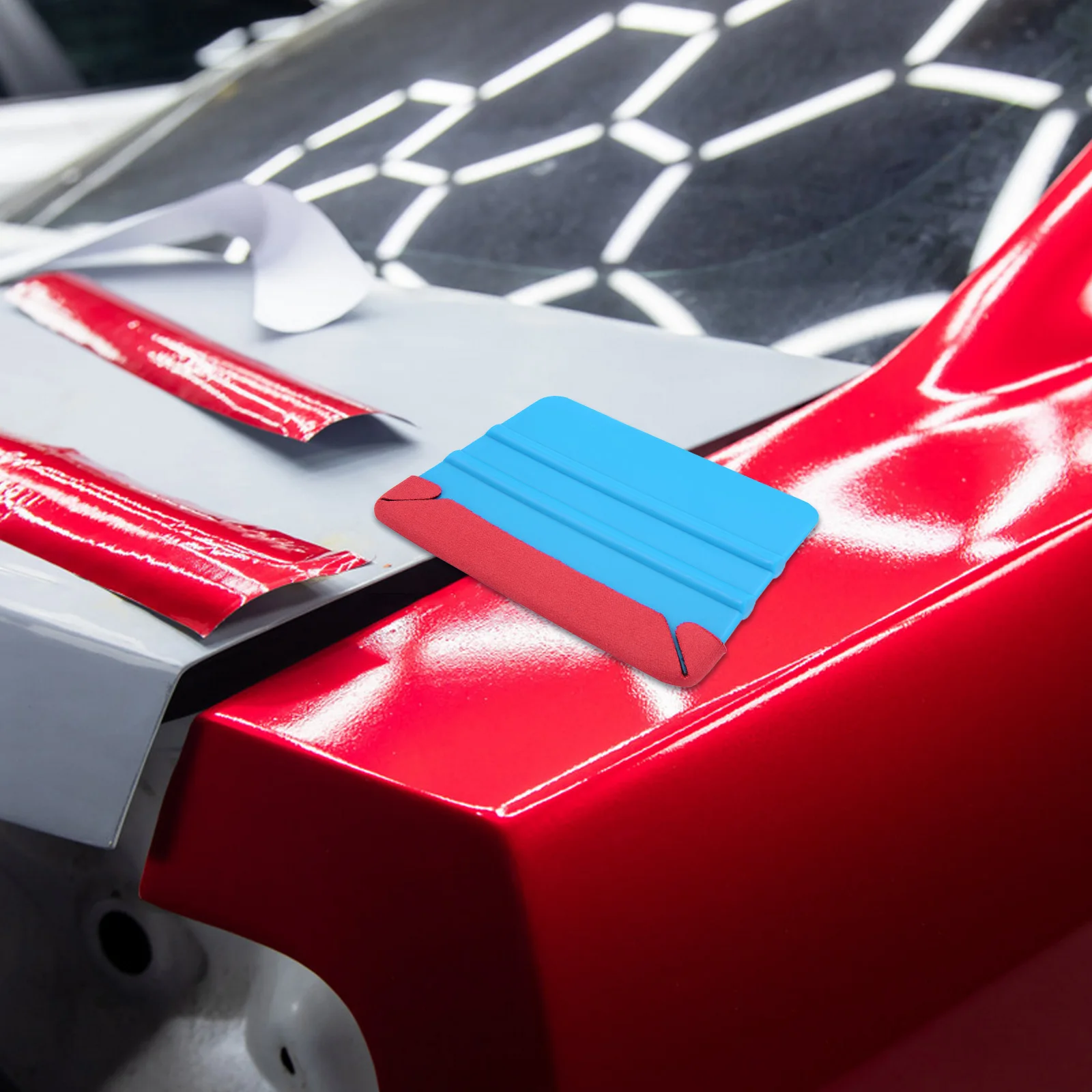 

6pcs Car Scraper Microfiber Sticker Self adhesive Squeegee Part Red Anti slip Scraper Supply Buffer Tapes Application