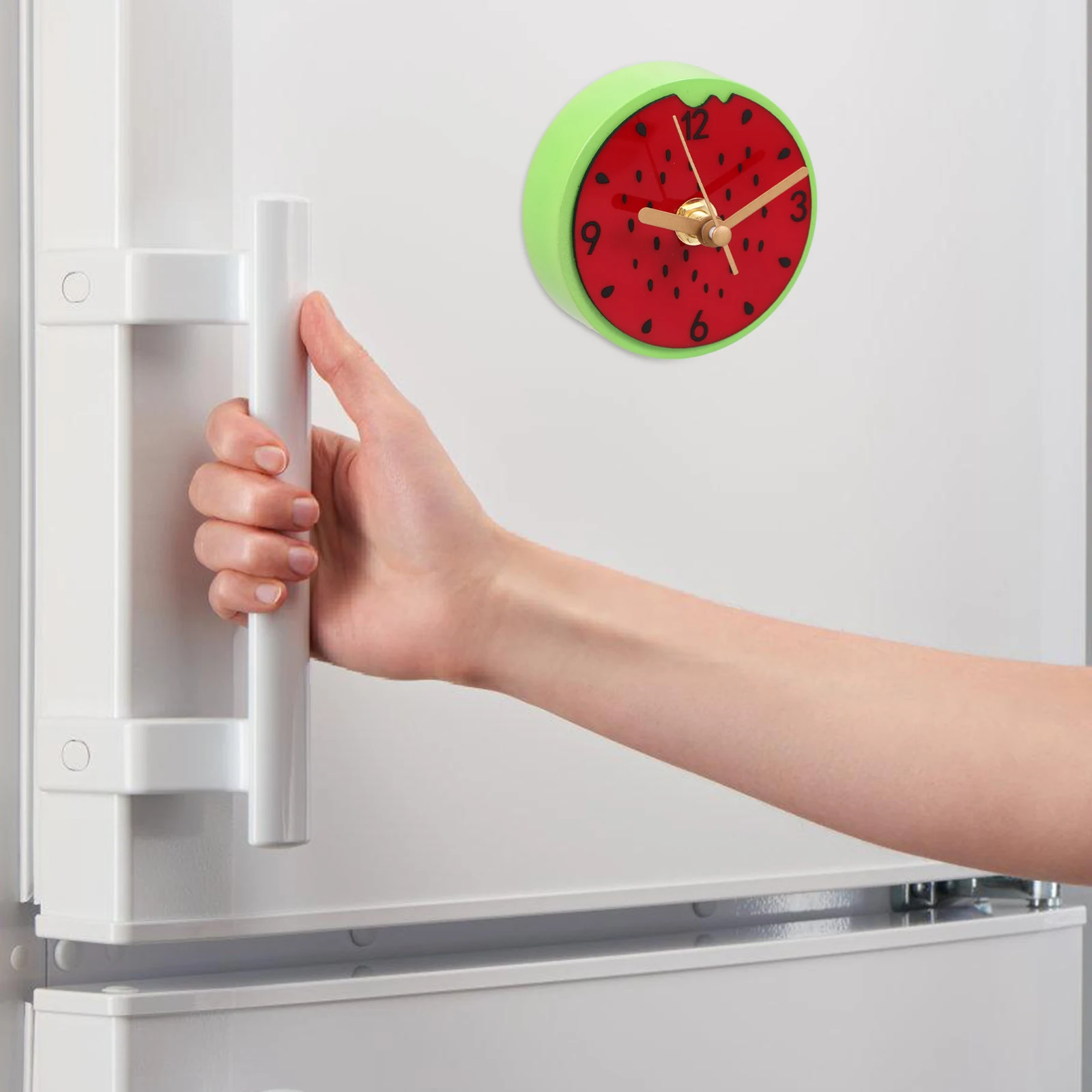 Reloj magnético para decoración de frutas, adorno para refrigerador, relojes decorativos para cocina, sandía, bonito Rural