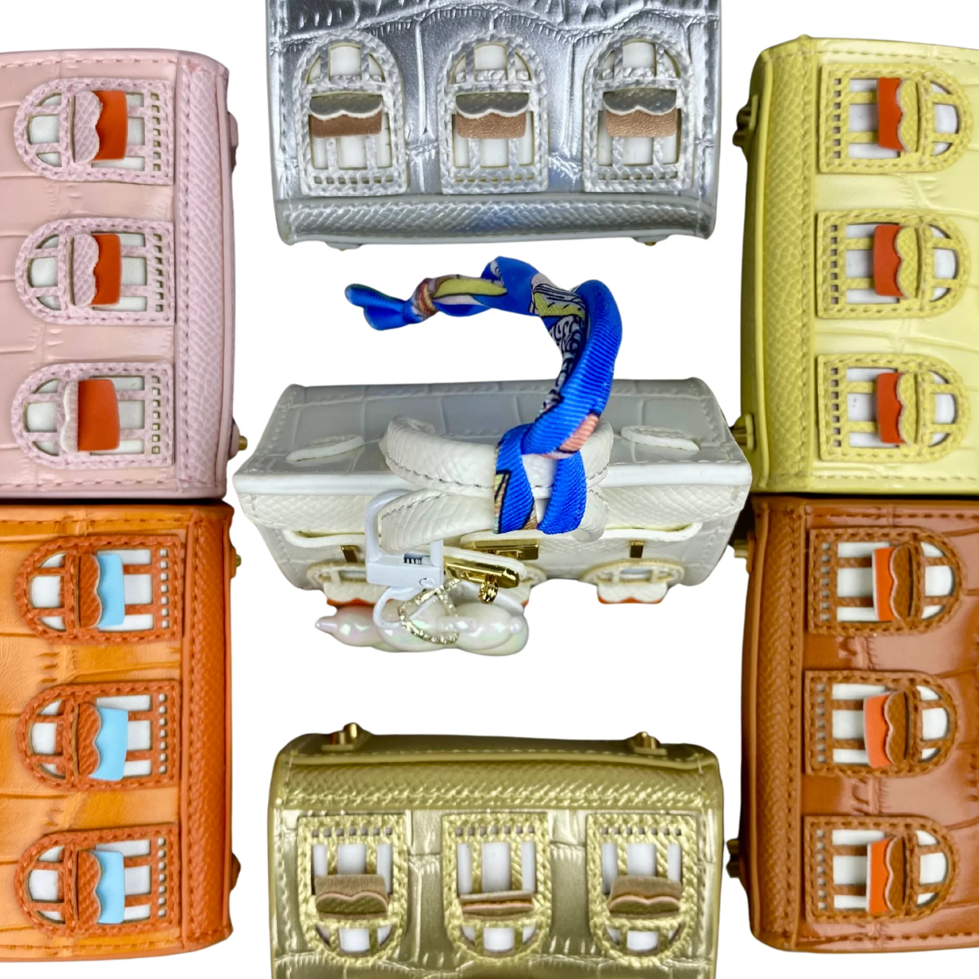 Mini bolso de casa 3D con dije, bolso desmontable con relieve de cocodrilo y llavero de perro con globo, bolsa para auriculares, elegante y de lujo