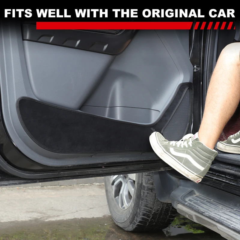 For Ford Ranger Wildtrak T6 T7 T8 2015-21 Velvet Black Car Door Anti-Kick Anti-dirt Panel Trim Sticker Interior Car Accessories