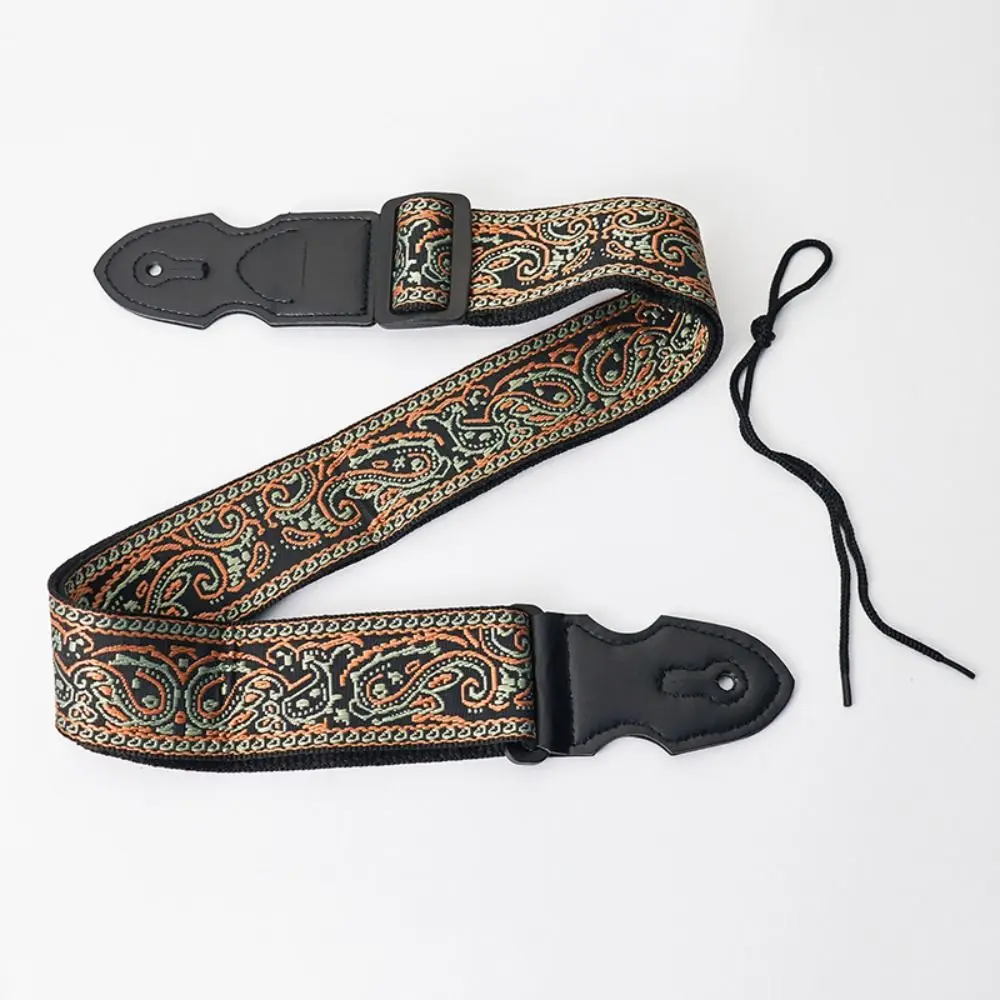 Vintage Guitar Strap Ethnic Style Polyester Electric Guitar Belts High-Grade Printing Adjustable Guitar Shoulder Belt