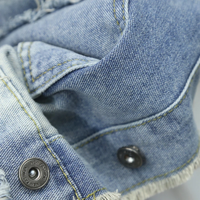 Spring Autumn New Men Fringed Denim Jacket American Retro High Street Pockets Blue Coats Casual Loose Fashion Versatile Tops view 2